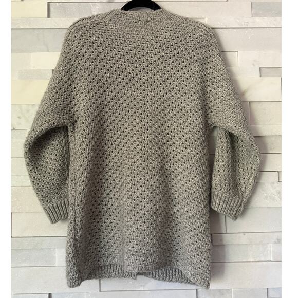 MASSIMO DUTTI Wool/Alpaca Waffle Knit Oversize Zip Cardigan Coatigan XS Gray - Picture 2 of 5